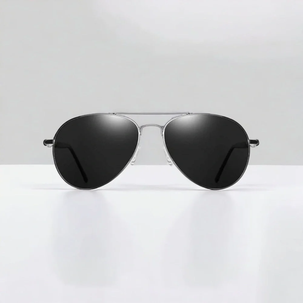 Mens Silver Metal Aviator Sunglasses Gray Polarized Lenses New